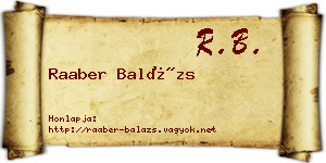 Raaber Balázs névjegykártya